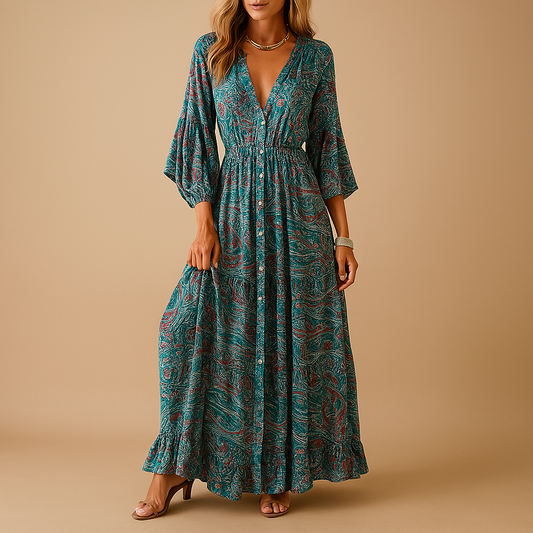 Elise - Pitkä boho-mekko - Tyylikäs ja naisellinen-Mekot-EmiyoSuomi