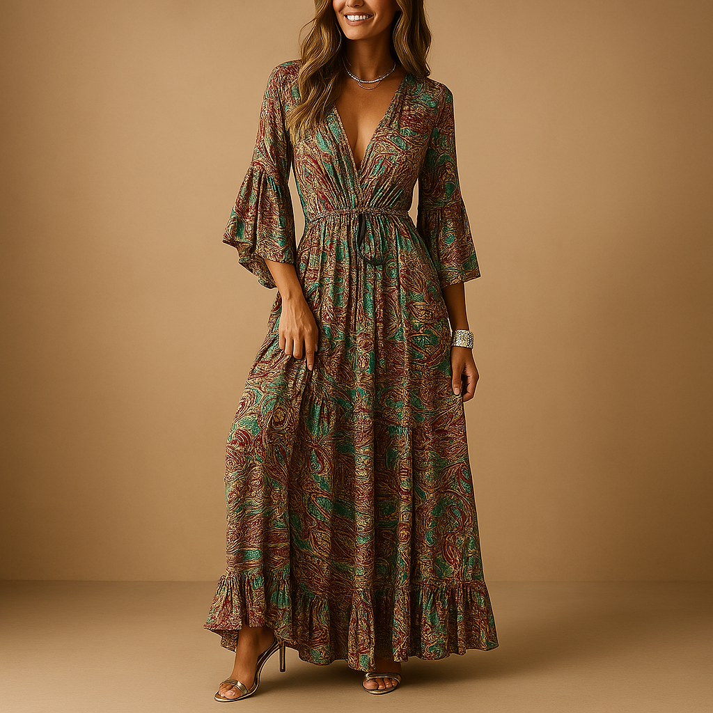 Elise - Pitkä boho-mekko - Tyylikäs ja naisellinen-Mekot-EmiyoSuomi