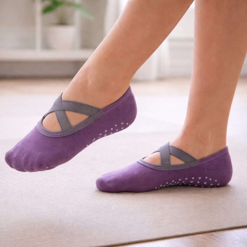 Naisten Pilates-sukat – Liukumattomat Puuvillagripit
