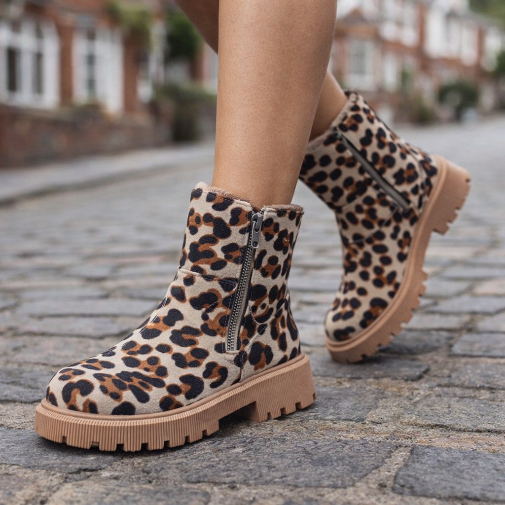 Naisten Leopardikuvioiset Talvikengät - Mukavuus Talvella
