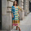 Midi-mekko | Abstrakti patchwork-print | Naisille