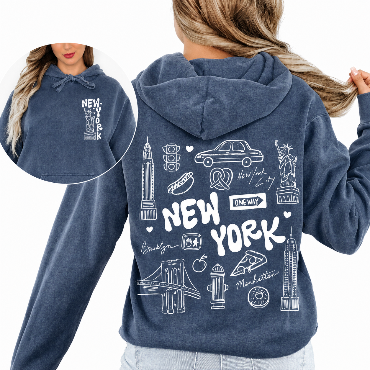 Hoodie | New York pattern, women’s casual hoodie | Comfort colors