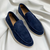 Miesten nahkaloaferit mokkanahka slip-on tummansininen