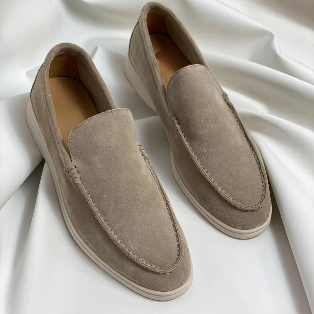 Miesten nahkaloaferit mokkanahka slip-on tummansininen