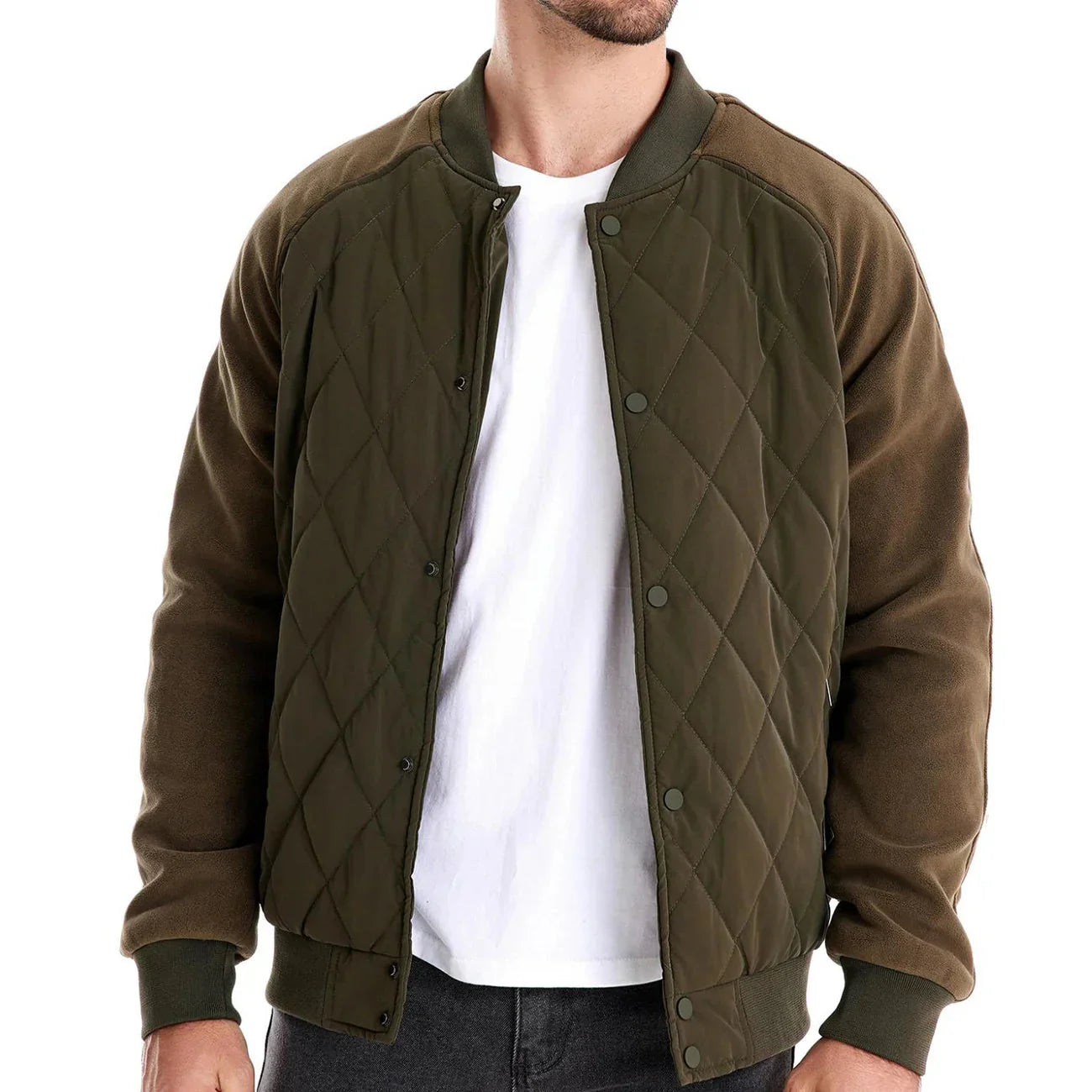 Miesten Bomber-takki | Quilted Varsity Nappisulkija