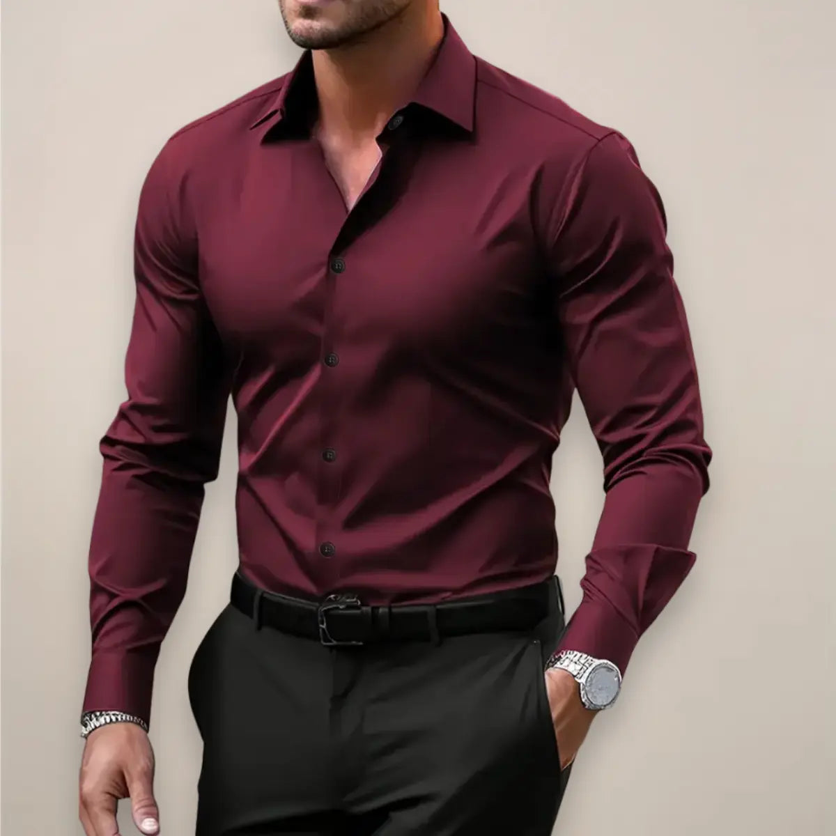 Miesten paitapuserot slim fit stretch elegantti bisnes