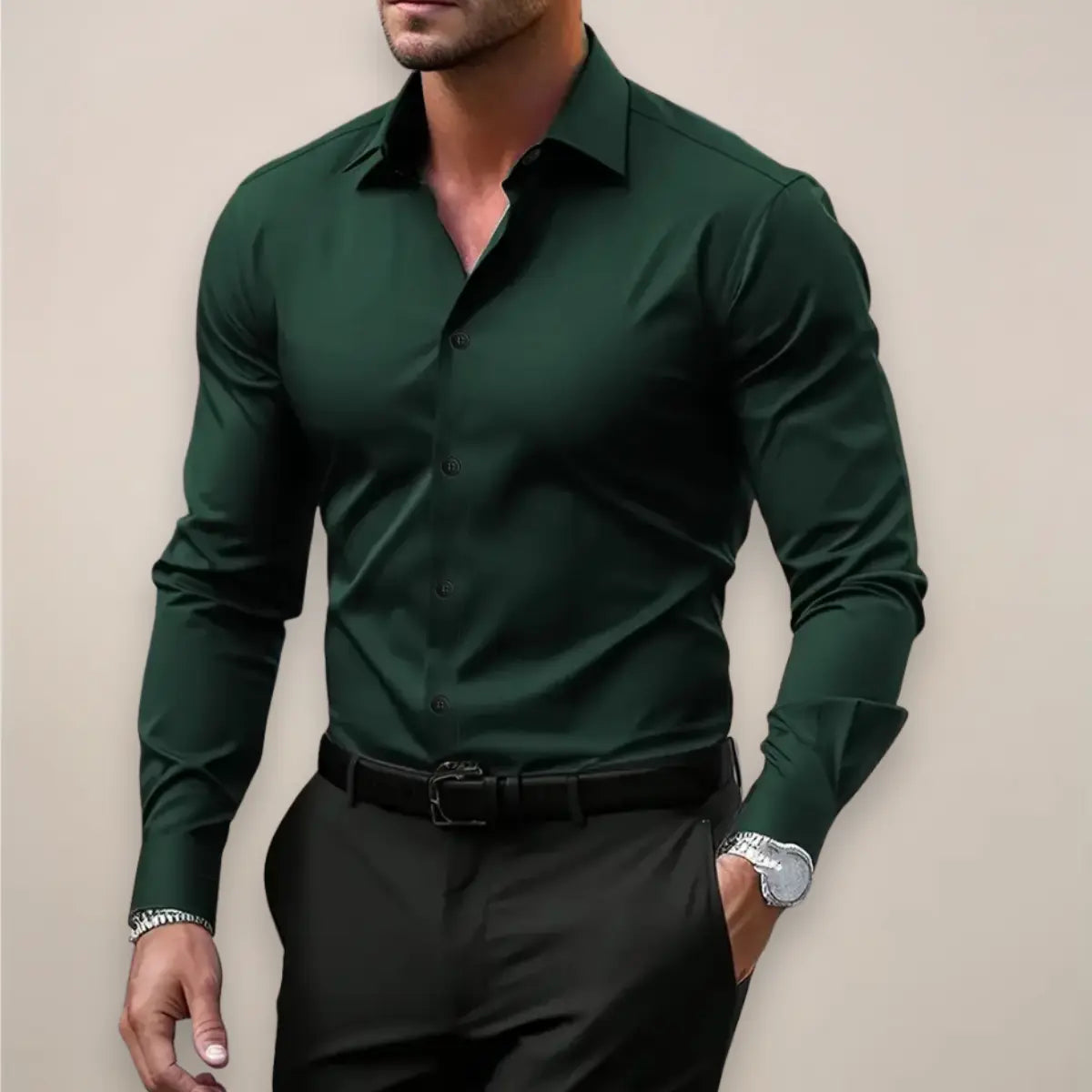 Miesten paita slim fit, stretch-kangas, muodollinen eleganssi
