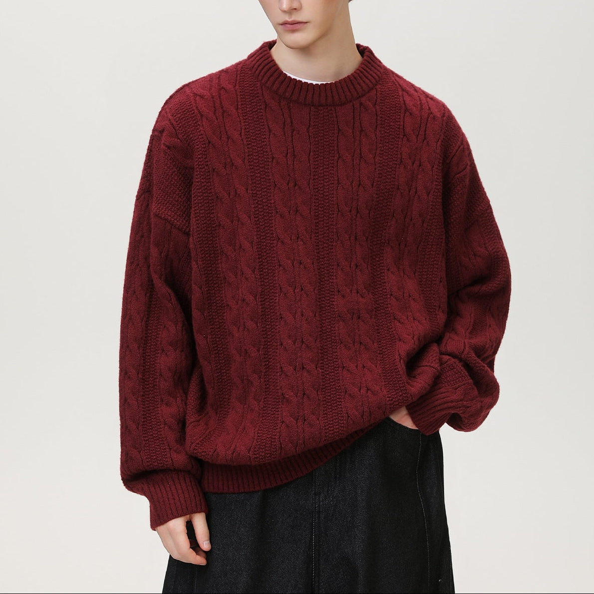 Miesten Neulepaita | Kaapeli Kudos Crewneck | Lämmin