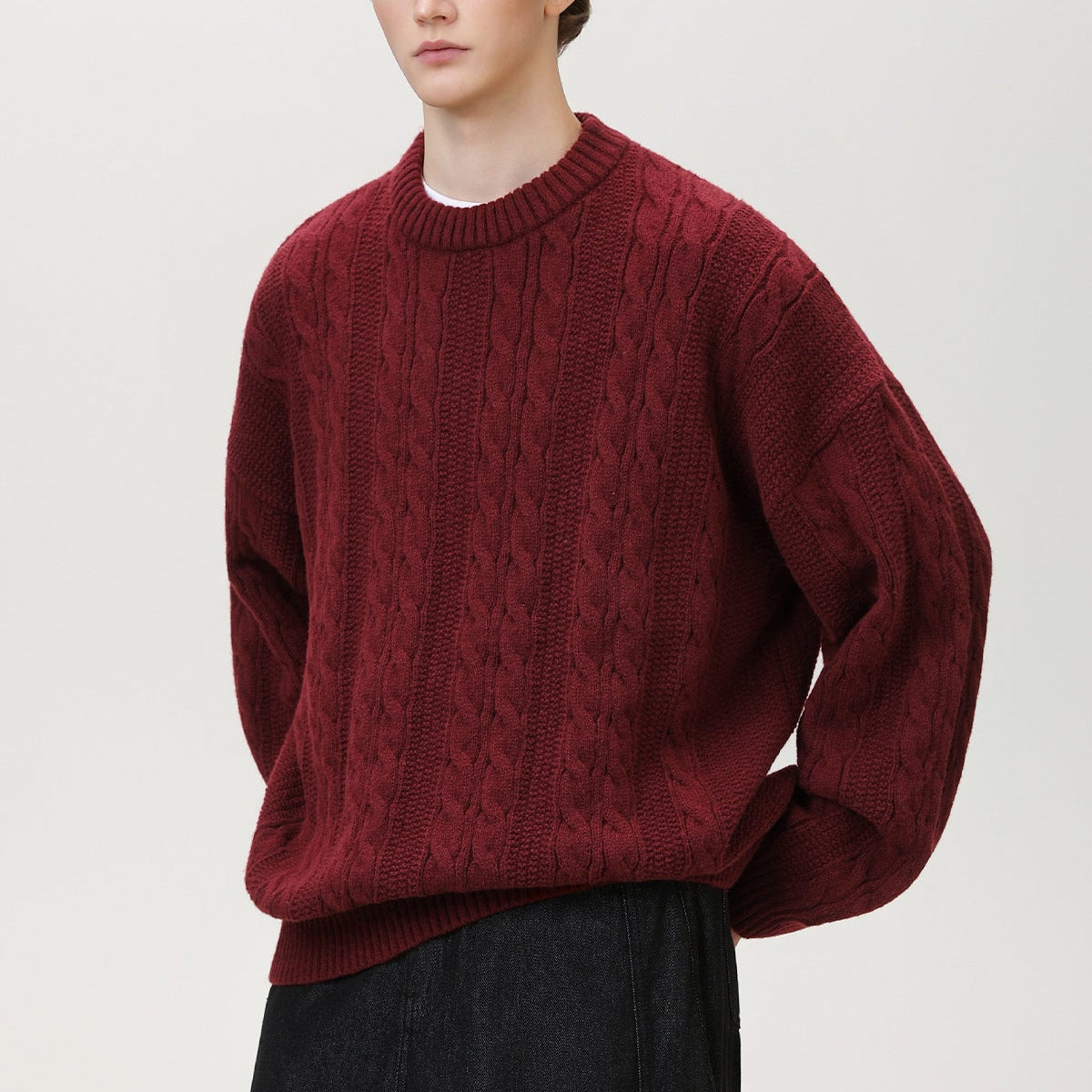 Miesten Neulepaita | Kaapeli Kudos Crewneck | Lämmin
