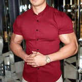 Slim Fit -paita Miehille - Lyhythihainen Gerald vivano-warszawa
