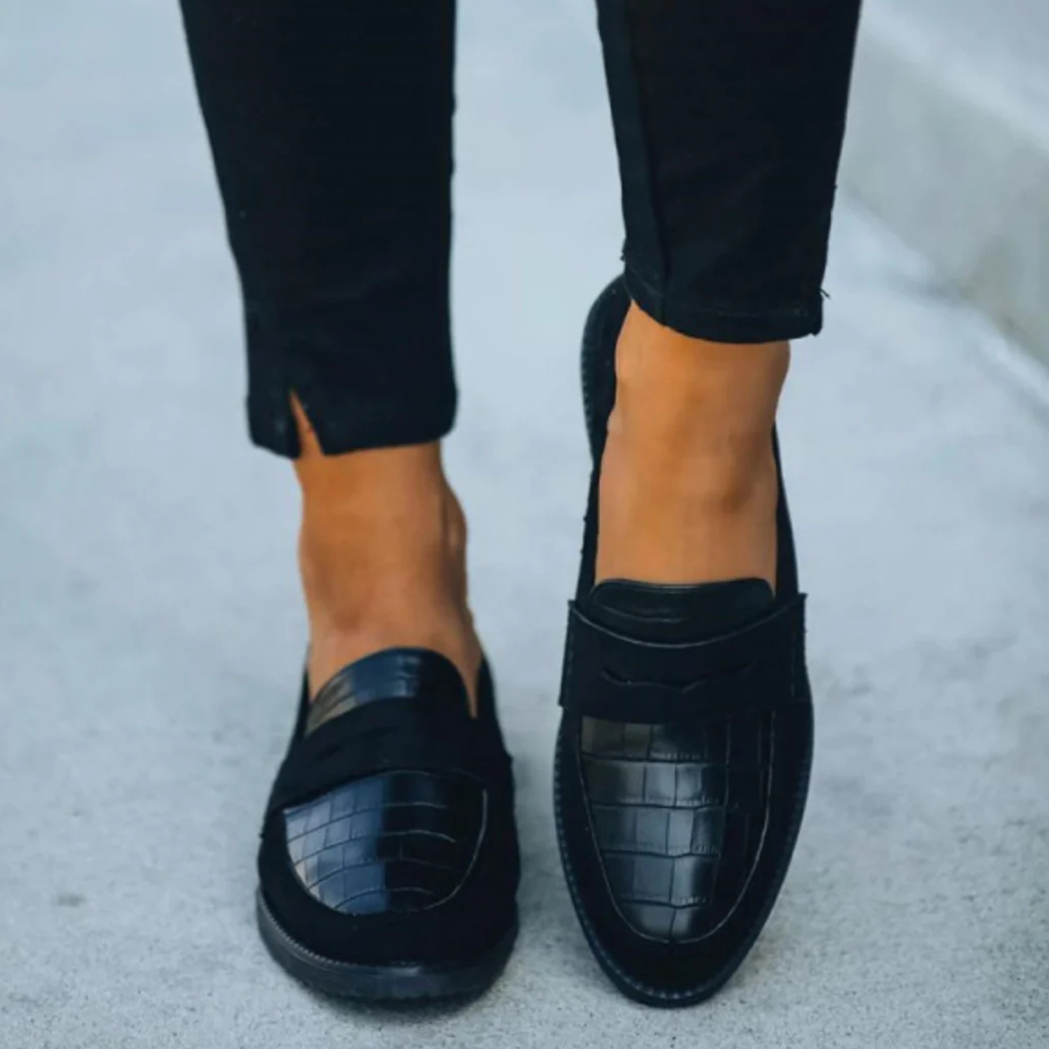 Naisten nahkaiset loaferit | Musta, klassinen tyyli