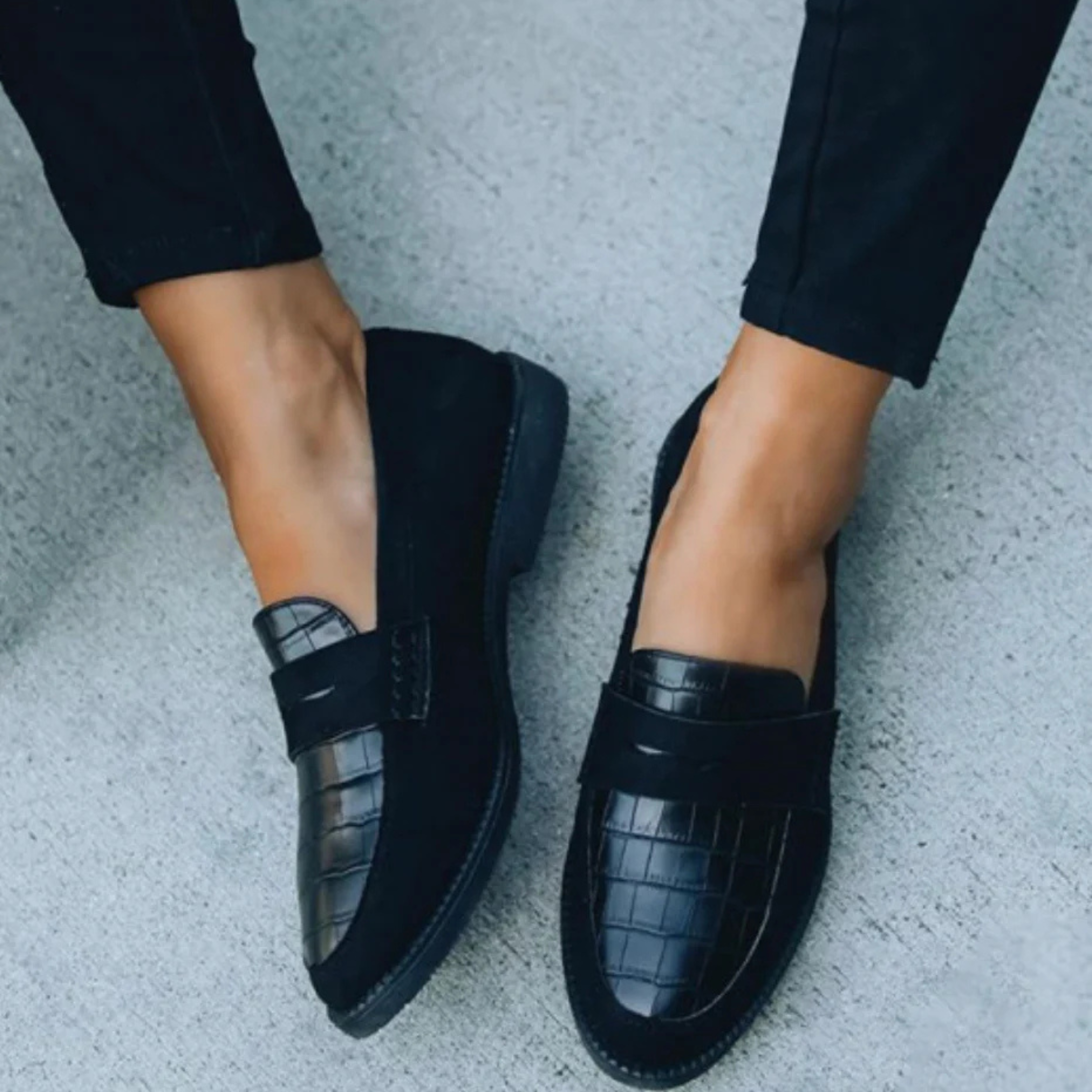 Naisten nahkaiset loaferit | Musta, klassinen tyyli