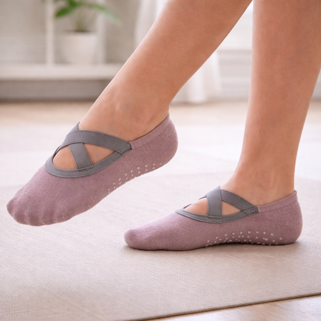 Naisten Pilates-sukat – Liukumattomat Puuvillagripit