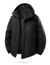 Miesten vedenpitävä fleecevuorinen hupullinen takki oversized talvitakki