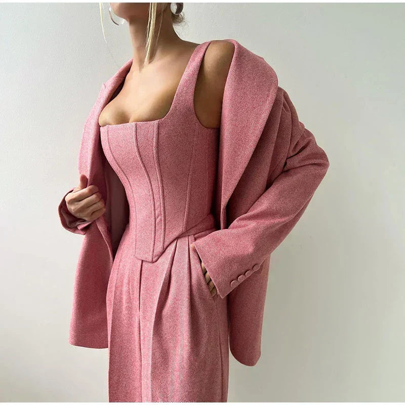 Wenna | Naisten Corset Top -setti | Blazer, housut ja toppi