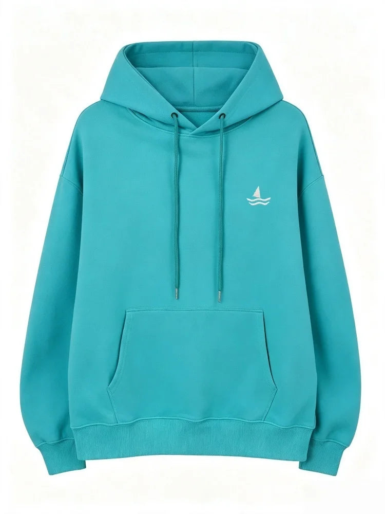 Unisex oversized huppari brodeerattu eläinkuvio löysä leikkaus hupulla