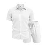 Miesten lyhythihainen paita ja shortsit | Jacquard casual kotiasut