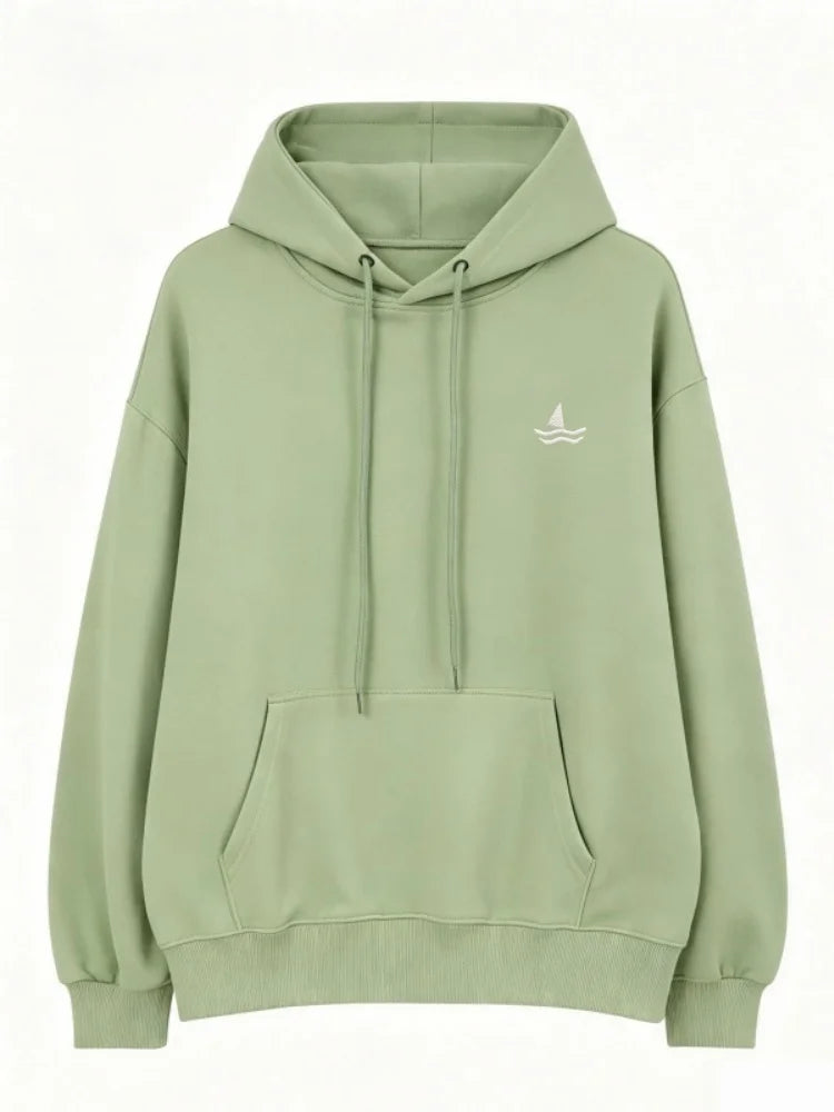 Unisex oversized huppari brodeerattu eläinkuvio löysä leikkaus hupulla