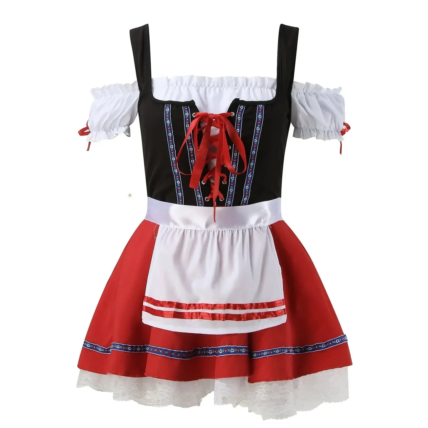 Damen Mini Dirndl Kleid - Leichtes Material - Oktoberfest Festkleid