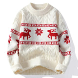 Jouluneule porokuvio unisex punainen valkoinen pullover pyöreä kaula-aukko