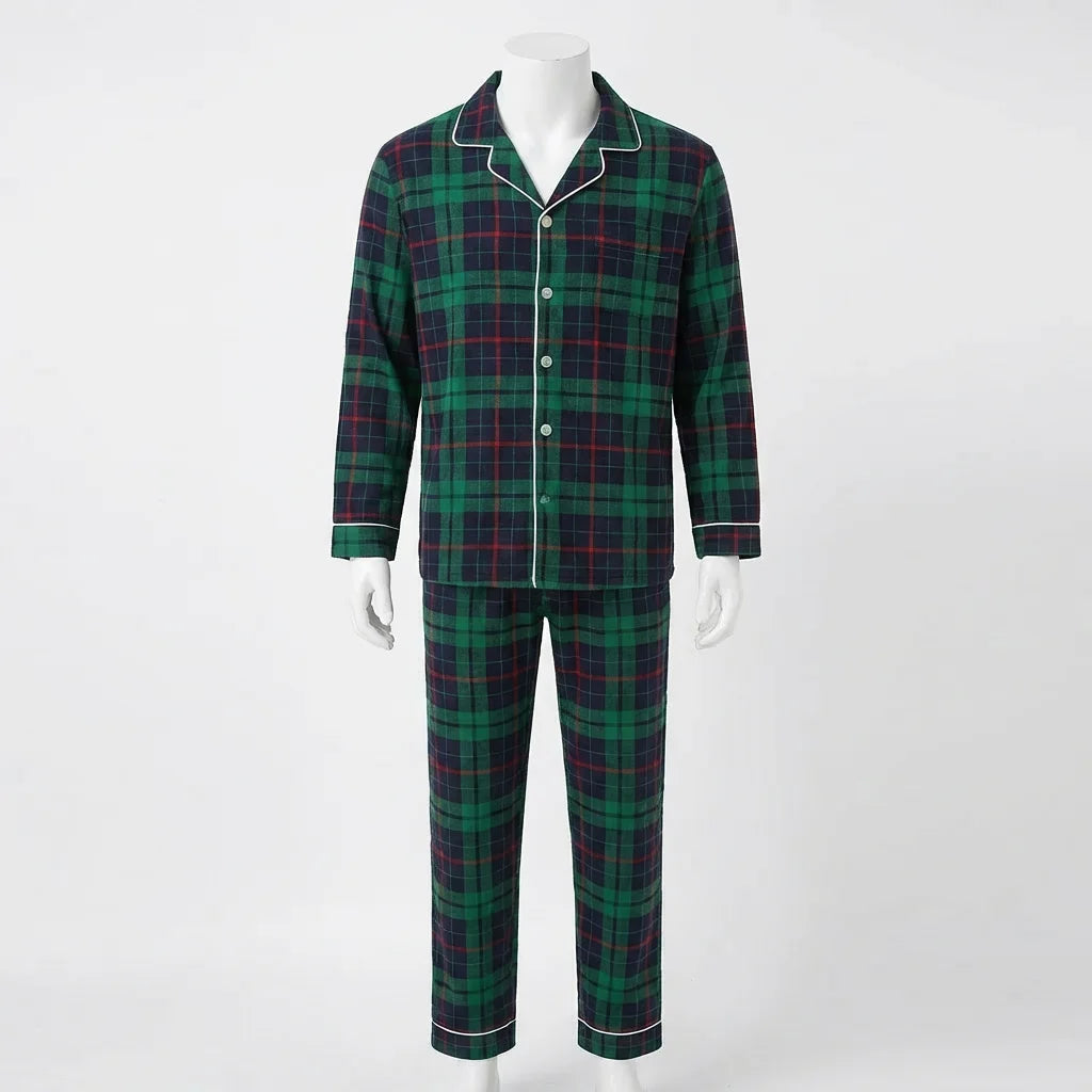 Ruudullinen joulupyjama perhe 2-osainen paita ja housut aikuiset ja lapset
