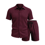 Miesten lyhythihainen paita ja shortsit | Jacquard casual kotiasut