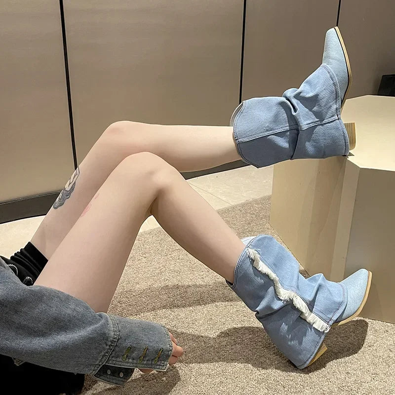Nilkkurit naisille | Sininen denim, Chelsea-tyyli | Kevät 2025