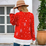 Jouluneule naisille löysä pyöreäkaulus jacquard-kuvio