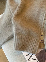 Naisten cropped patchwork cardigan vetoketjulla vintage tyyli