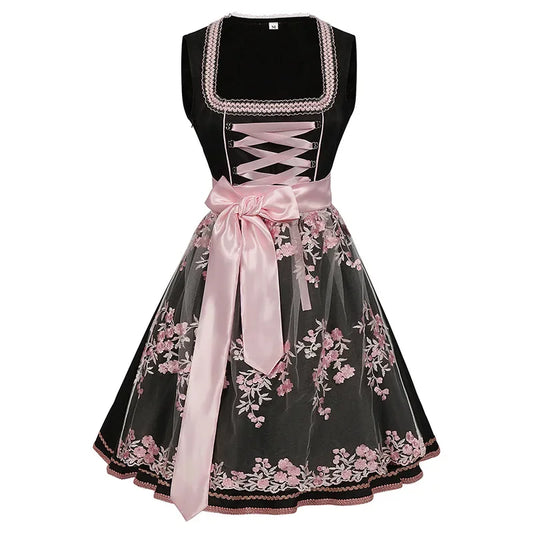 Damen Dirndl Kleid - Leichter Stoff - Stilvoll Rosa - Perfekt Oktoberfest