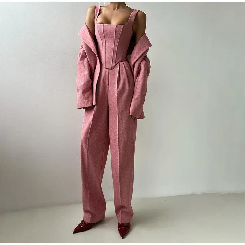 Wenna | Naisten Corset Top -setti | Blazer, housut ja toppi