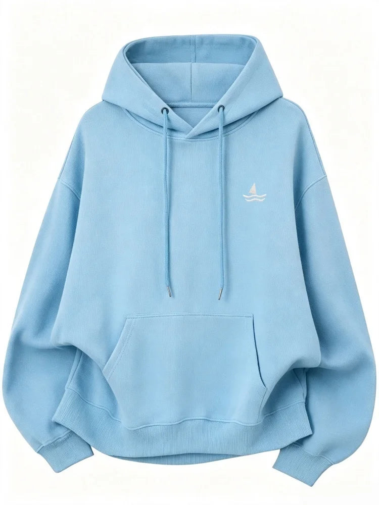 Unisex oversized huppari brodeerattu eläinkuvio löysä leikkaus hupulla