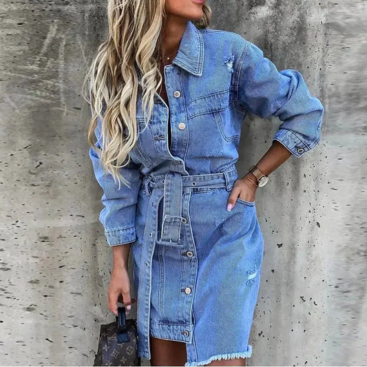 Mekko Denim Chic - Ajaton Tyylikkyys Kaikille Tilaisuuksille-Mekot-EmiyoSuomi