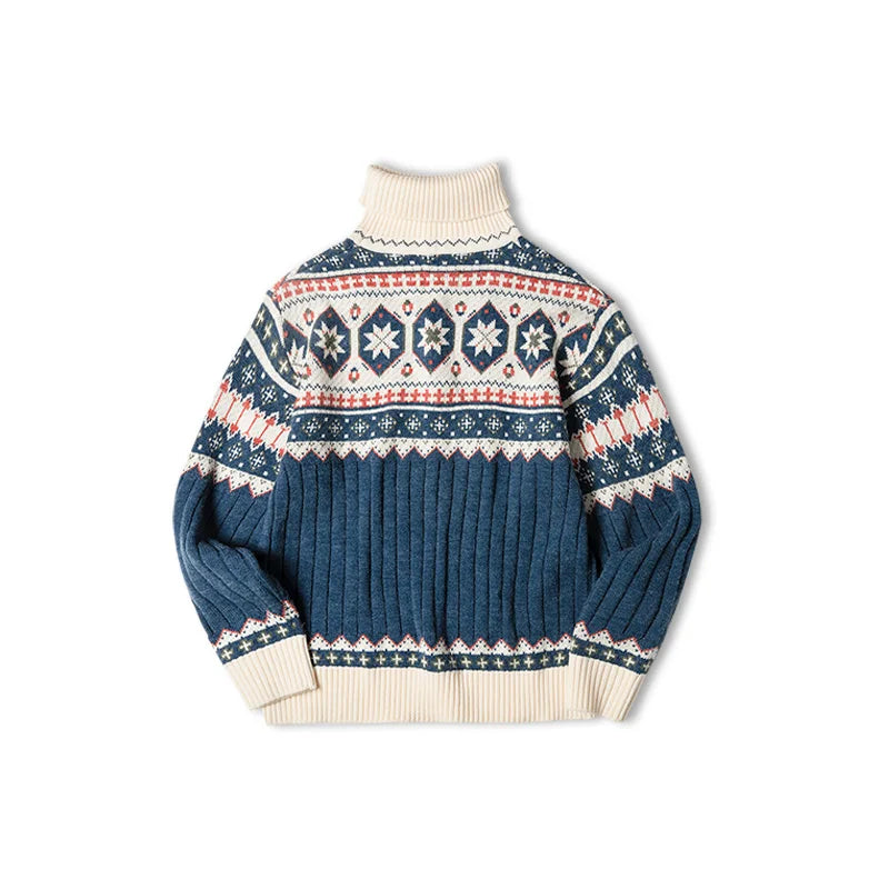 Miesten jouluneule Fair Isle kauluspusero talvi vintage-tyyli