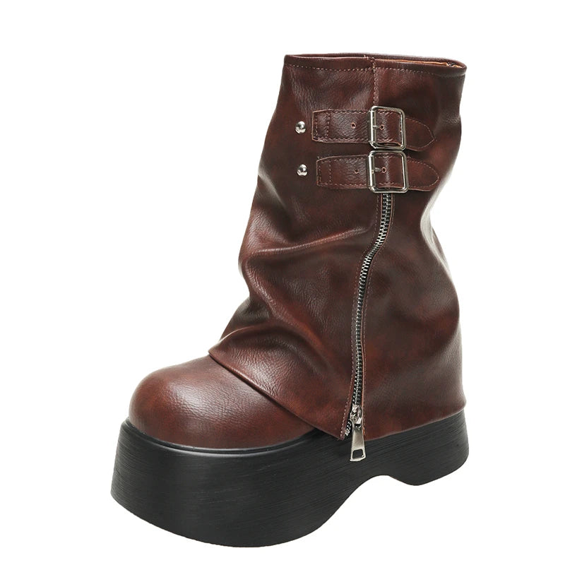 Naisten nahkanilkkurit kiilakorko 9 cm platform