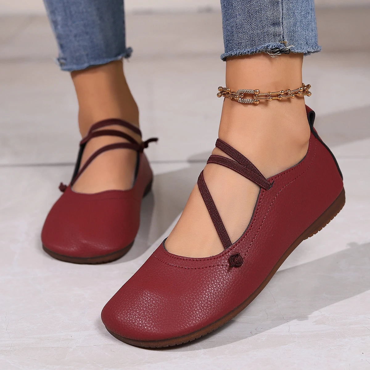 Rento nahkaflatit - neliskulmainen kärki - vintage loafers-Sandaalit-EmiyoSuomi