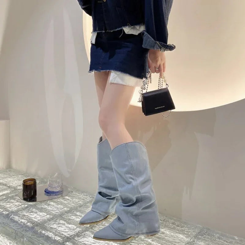 Nilkkurit naisille | Sininen denim, Chelsea-tyyli | Kevät 2025
