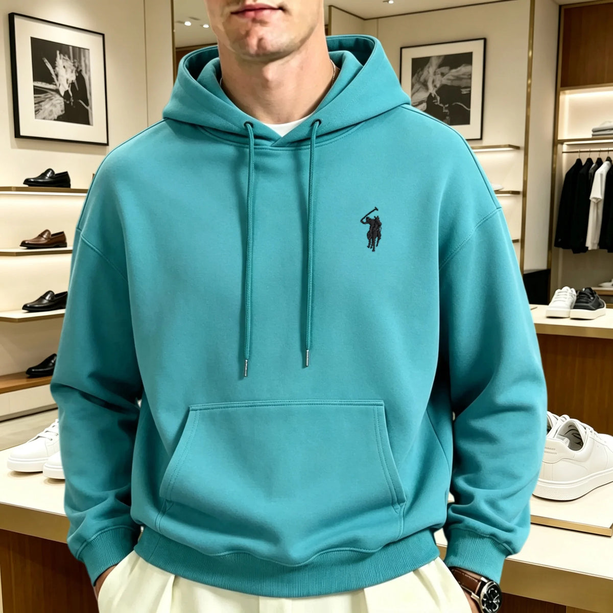Unisex oversized huppari brodeerattu eläinkuvio pitkähihainen pullover