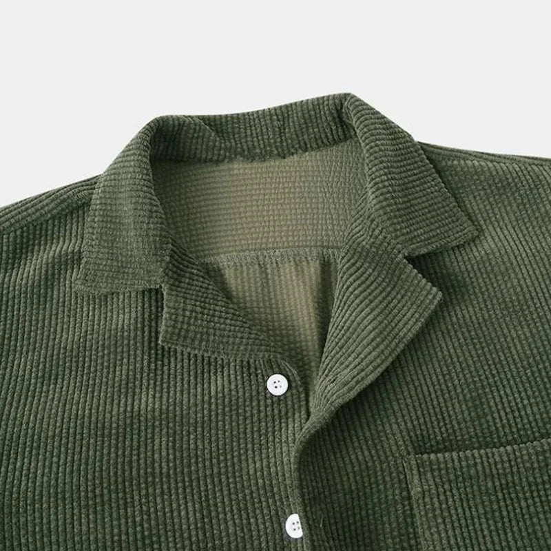 Miesten kesä corduroy paidat ja shortsit | yksivärinen vapaa-ajan setti