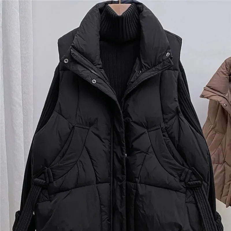 Naisten untuvaliivi plus size toppaliivi talvi kauluksella vetoketjulla