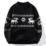 Jouluneule porokuvio unisex punainen valkoinen pullover pyöreä kaula-aukko