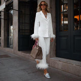 Sianna - Tyylikäs kaksiosainen setti höyhenillä - Naisille