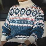 Miesten jouluneule Fair Isle kauluspusero talvi vintage-tyyli