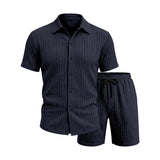 Miesten lyhythihainen paita ja shortsit | Jacquard casual kotiasut