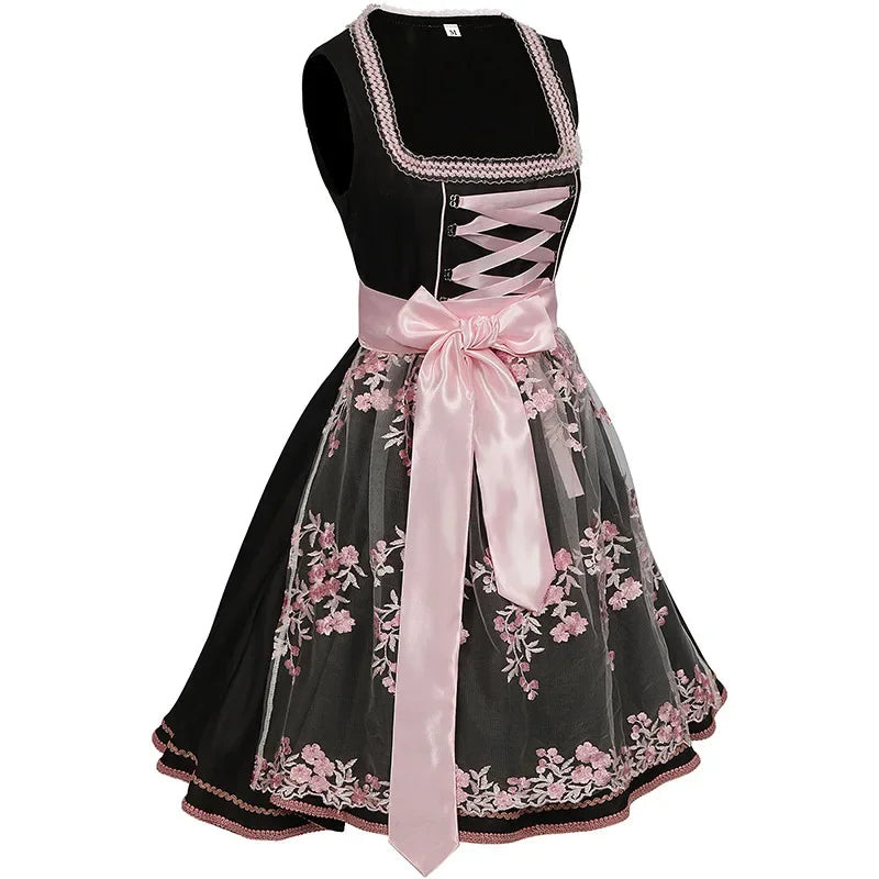Dame Dirndl Mekko - Kevyt Kangas - Tyylikäs Vaaleanpunainen - Täydellinen Oktoberfest
