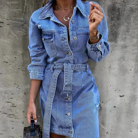 Mekko Denim Chic - Ajaton Tyylikkyys Kaikille Tilaisuuksille-Mekot-EmiyoSuomi
