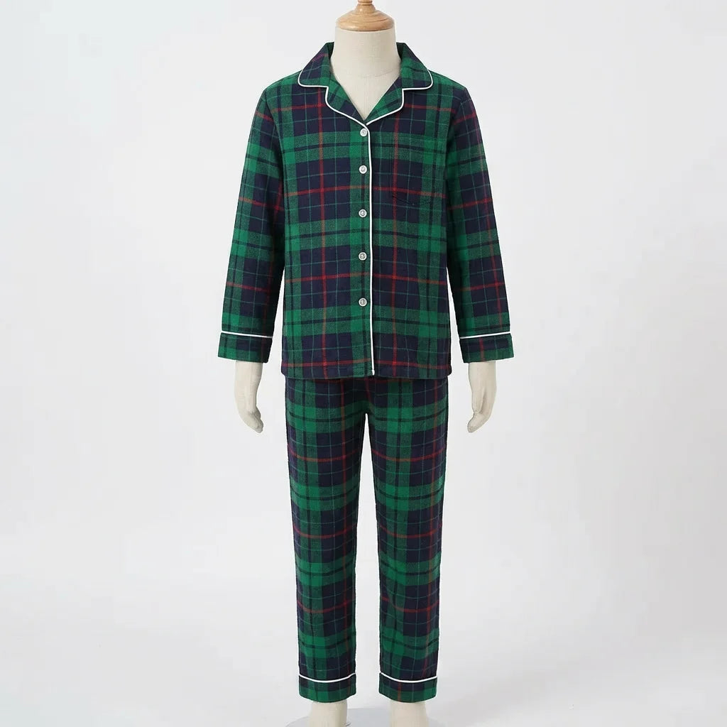 Ruudullinen joulupyjama perhe 2-osainen paita ja housut aikuiset ja lapset