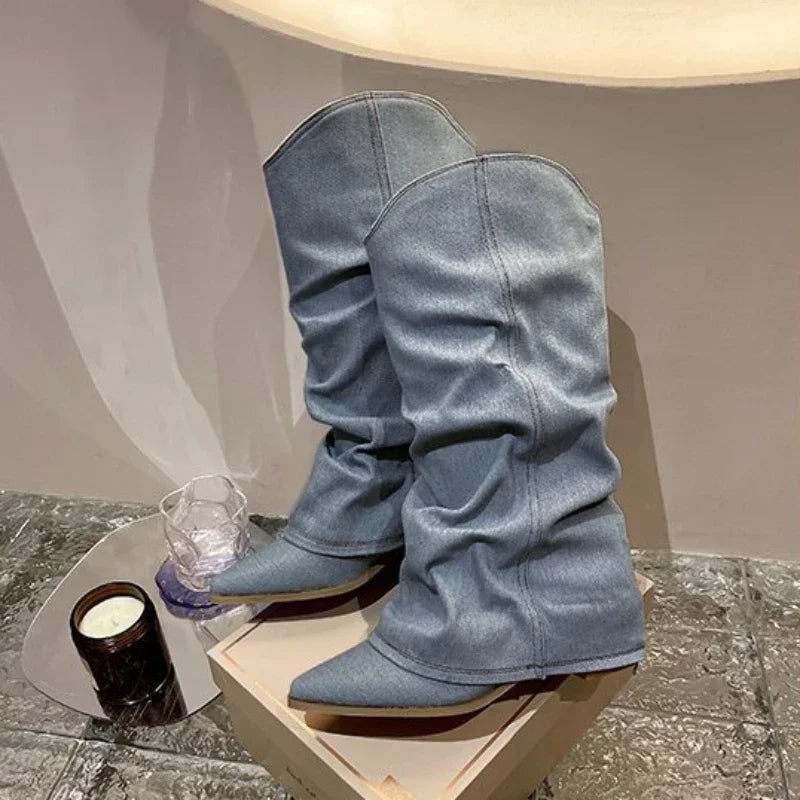 Nilkkurit naisille | Sininen denim, Chelsea-tyyli | Kevät 2025
