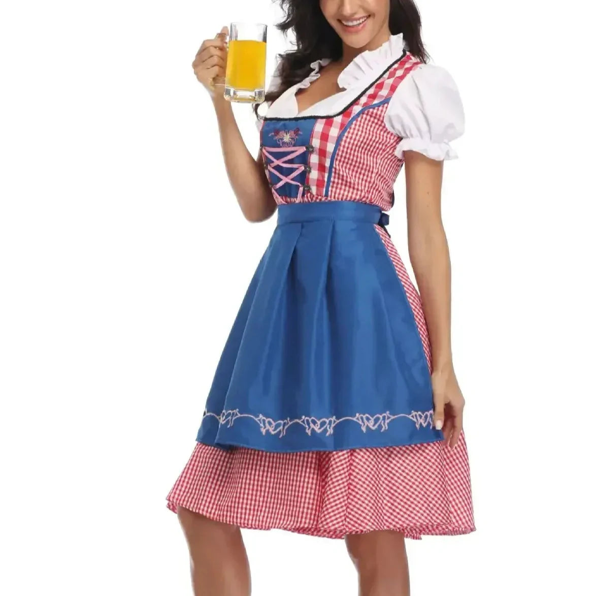 Naisten Oktoberfest Dirndl Mekko - Pehmeä Materiaali - Klassinen Tyyli - Yksityiskohtainen Perinteinen Juhlapuku