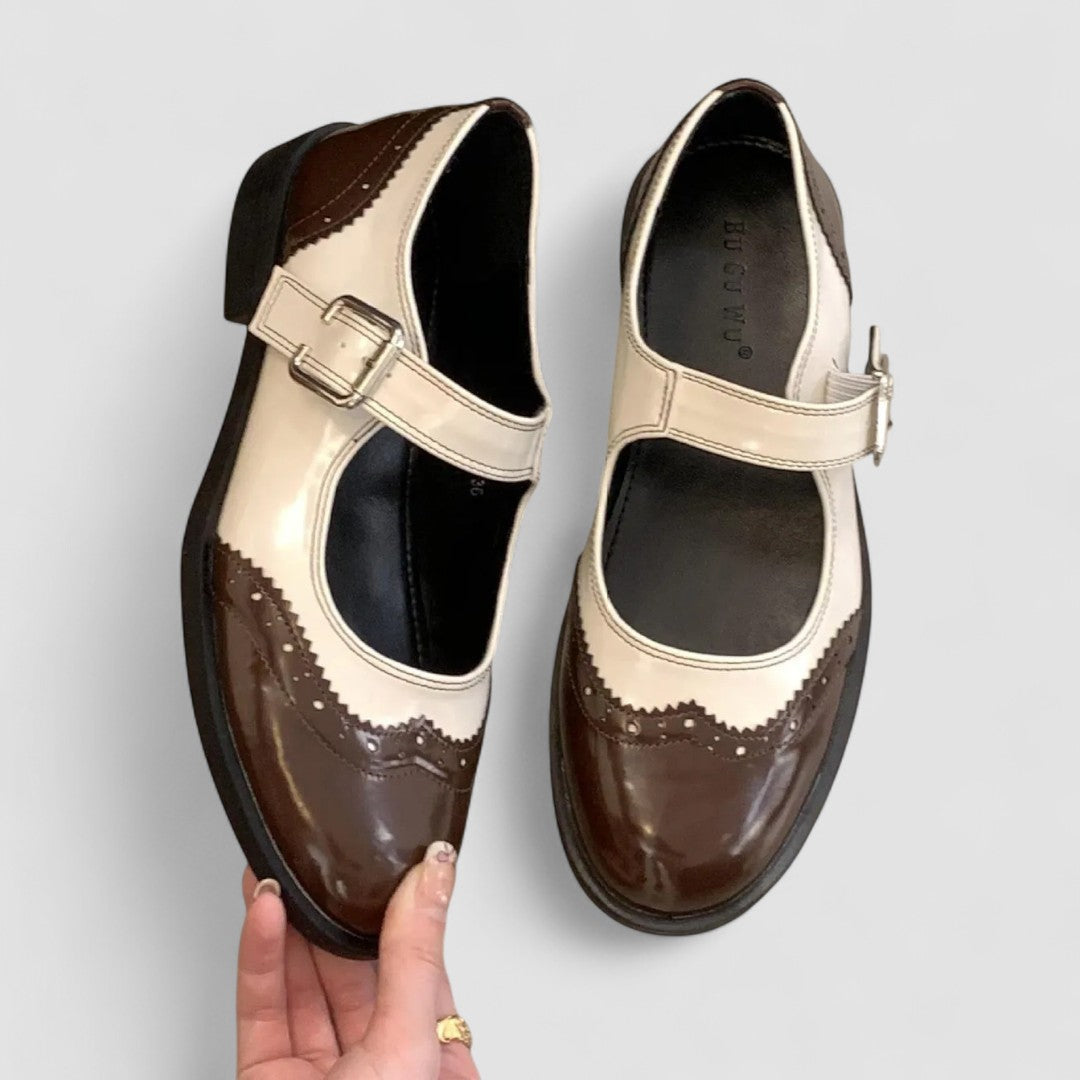 Naisten Mary Jane -kengät | Kaksivärinen | Säädettävä nauha, Vintage Brogue